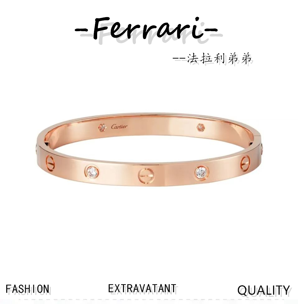 卡地 LOVE 宽版带钻手镯！