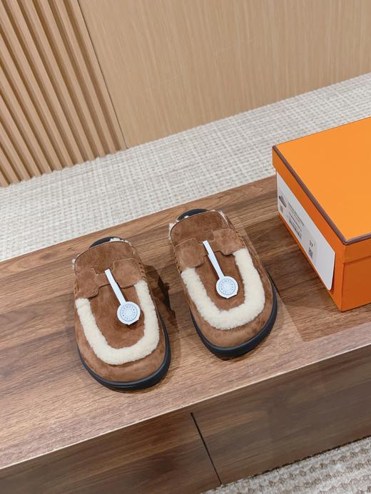 * 爱*仕2023情侣款勃肯毛毛拖 麂皮搭配羊羔绒 (HD) 商品图4