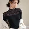 2024秋冬新款网纱蕾丝女洋气长袖半高领上衣半高领叠穿内搭打底衫 商品缩略图0