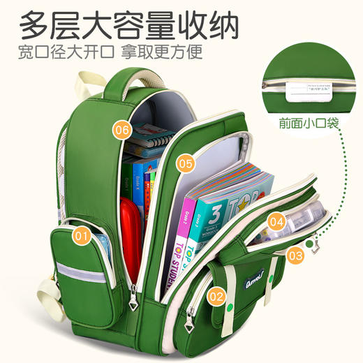 【时尚拼色书包，快乐学习】小学生书包英伦风 减负背垫耐磨儿童书包 3-6年级小学生书包 拆卸式腰带|大容量|舒适透气-QQ 商品图3