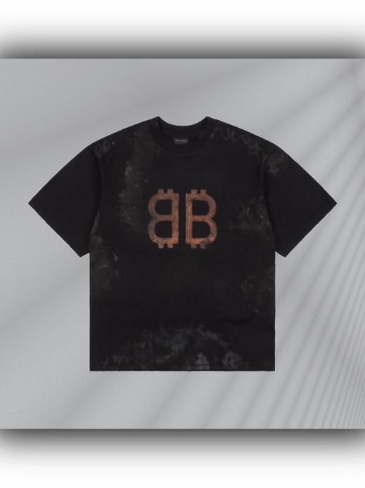 B家 磅款#泥巴做旧手绘双B短袖男女同款（Y*BG） 商品图0