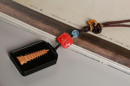 GJXJ0312°紫光檀文昌塔+朱砂挂件 商品图3