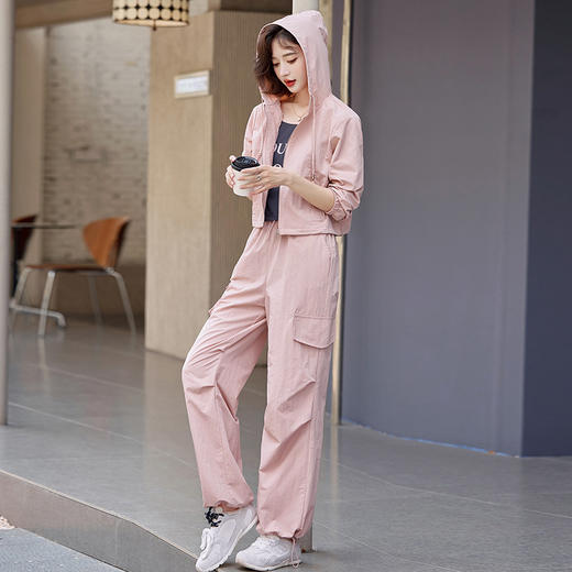 酷飒风时尚休闲运动套装，小个子洋气炸街工装三件套HR-YLFS8935 商品图3