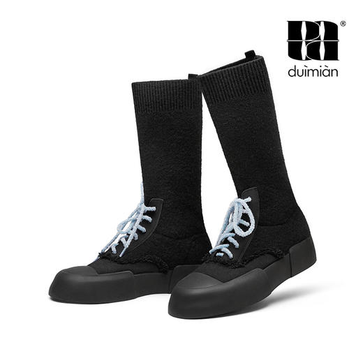 对面duimian-黑色拼接袜靴 商品图4