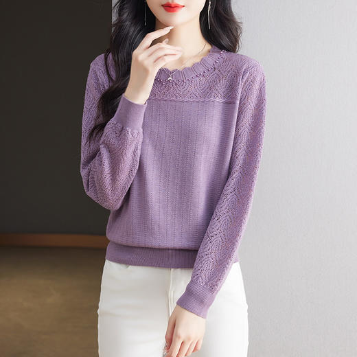 气质长袖羊毛上衣，薄款毛衣圆领打底衫CC-6875 商品图0