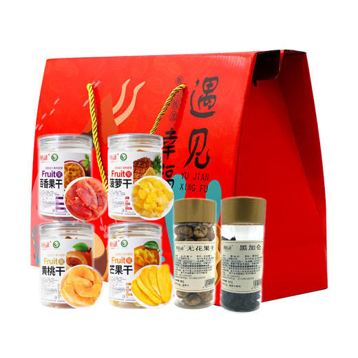 缤纷果干礼盒1480g款（黄桃干250g 芒果干250g 百香果干250g 菠萝干250g，黑加仑葡萄干200g 无花果干280g） 商品图0