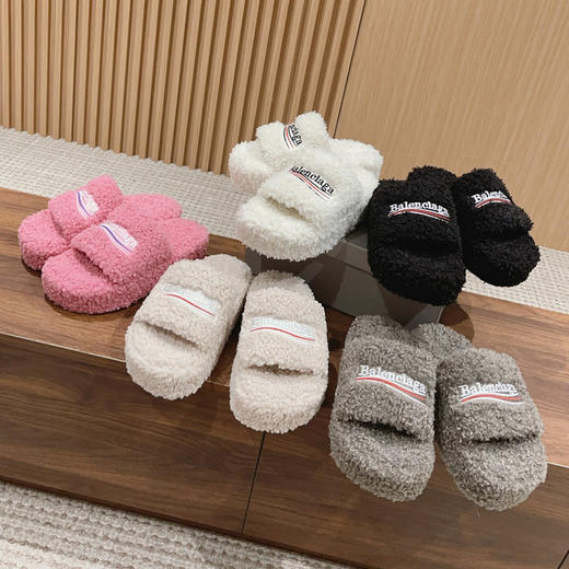 巴黎**家  厚底款  秋冬潮品 羊羔毛毛拖 ！(HD) 商品图1