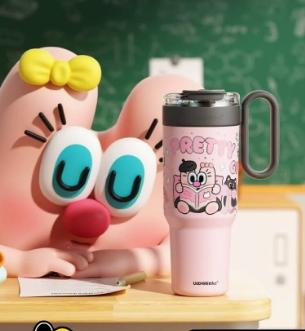 uooha巨能喝冰霸保温杯摸鱼时间-绿黄-1100m1 商品图1