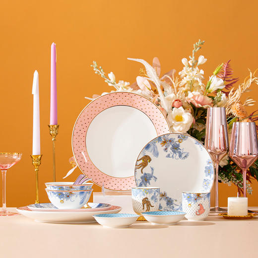 陶溪川 陶溪花园-粉色丛林二人食餐具 商品图1