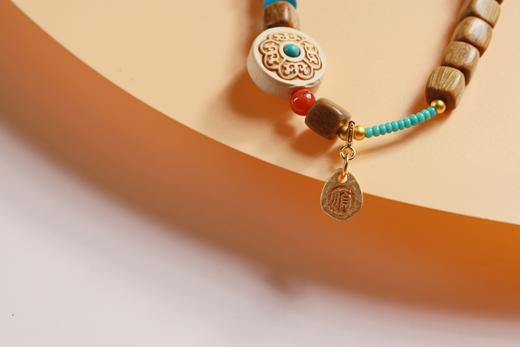 LT0009°绿檀四方来财珠|琉璃隔片蓝手链手串 商品图4