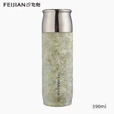 飞剑云动系列纯钛焖泡茶保温杯-金鳞绿GC-390ML 商品图0