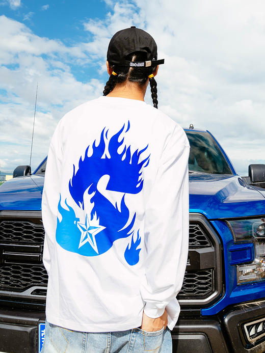 STA2024秋季火焰星标基础纯棉长袖圆领T恤 商品图2