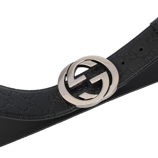 Gucci 古驰男士皮革印压双G logo真皮腰带12043 商品图4
