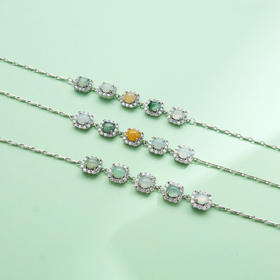 翡翠手链-多色蛋面方边