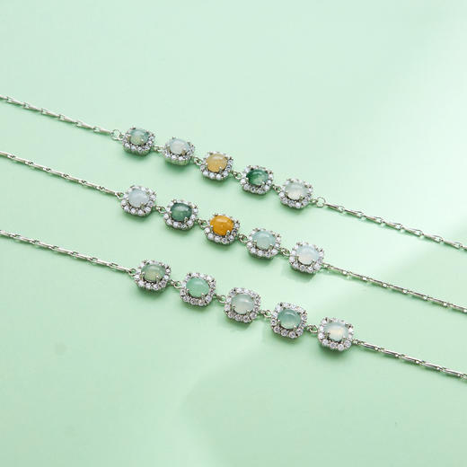 翡翠手链-多色蛋面方边 商品图0