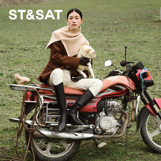 星期六时髦金属尖头显瘦百搭长筒靴SSC4117084 商品图0