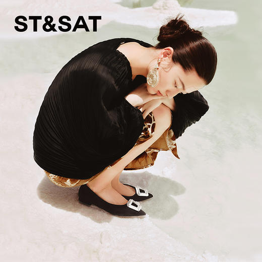 星期六气质通勤尖头方扣水钻单鞋SSC3111079 商品图4