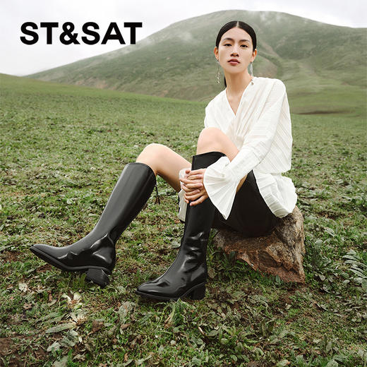 【绒里可选】星期六时髦镂空粗跟显瘦长筒靴SSC4117519/SSC4119519 商品图6