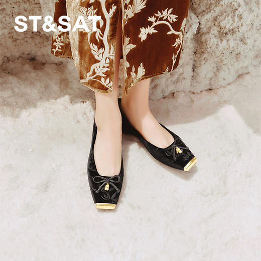 星期六金属方头新中式风平底单鞋SSC3111162 商品图3