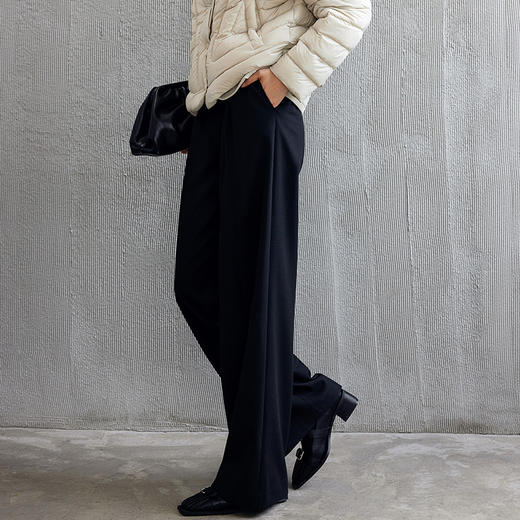 玳莎纽扣压褶阔腿裤女士2024年秋季新款通勤休闲长裤直筒西装裤  EC36307 商品图2