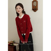 鹿向南「樱桃日记」安可雷红色毛衣秋季立领假两件上衣女&气质时尚高腰半身裙 商品缩略图1