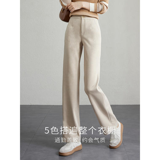 【年终特卖】熙世界毛呢直筒裤秋冬新款通勤垂感显瘦休闲宽松窄版西装阔腿裤 商品图2