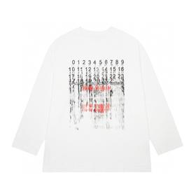 马吉拉  MM6模糊数字长袖T恤（Y*BG）