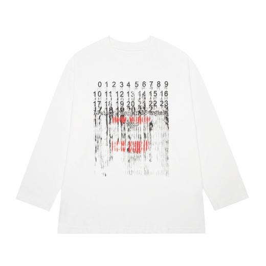 马吉拉  MM6模糊数字长袖T恤（Y*BG） 商品图0