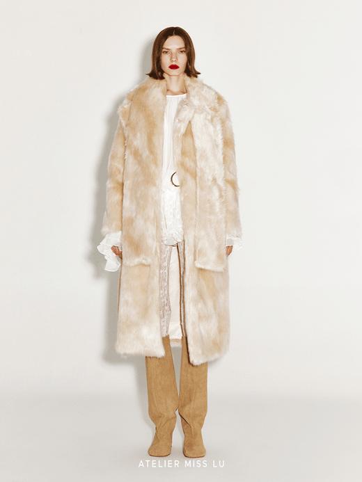 【暖冬黄昏】围巾大衣一体仿皮草长款冬日外套 商品图0