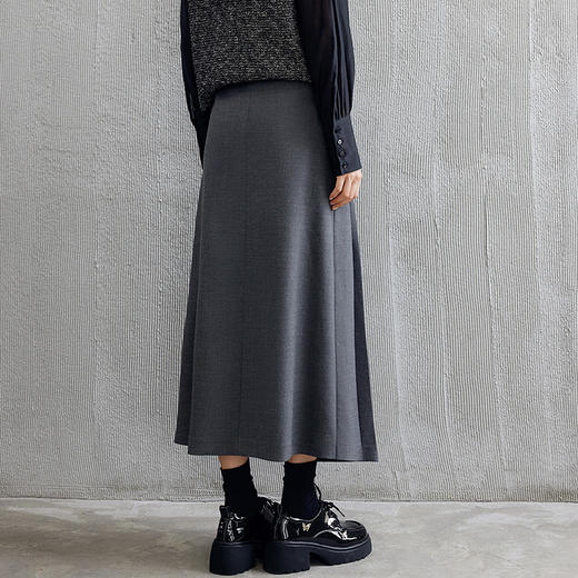 玳莎假门襟半身裙女2024年秋季新款通勤休闲连腰设计感高腰百褶裙  EC34303 商品图3