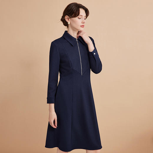 EITIE爱特爱冬季新款气质显瘦时尚通勤收腰连衣裙D2407405 商品图2