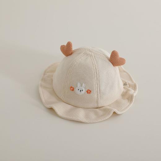 【韩版卡通婴儿盆帽，保暖又时尚】小兔爱心婴幼儿帽子 新款秋冬宝宝可爱小兔渔夫帽 韩版卡通婴儿盆帽 萌趣十足 柔软舒适面料 温暖呵护宝宝娇嫩的头部肌肤-QQ 商品图5