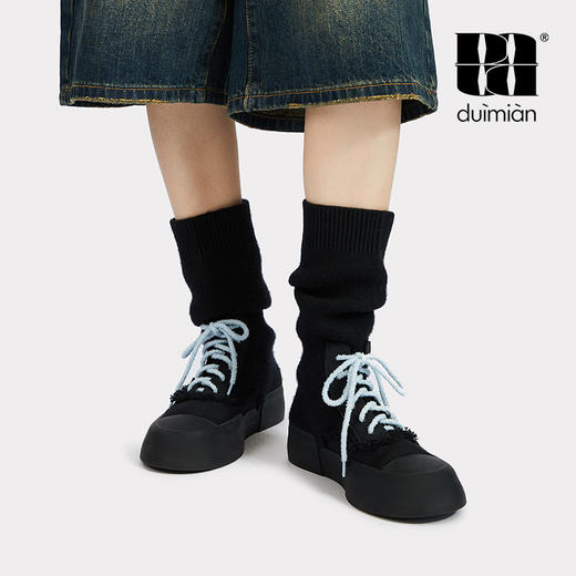 对面duimian-黑色拼接袜靴 商品图2