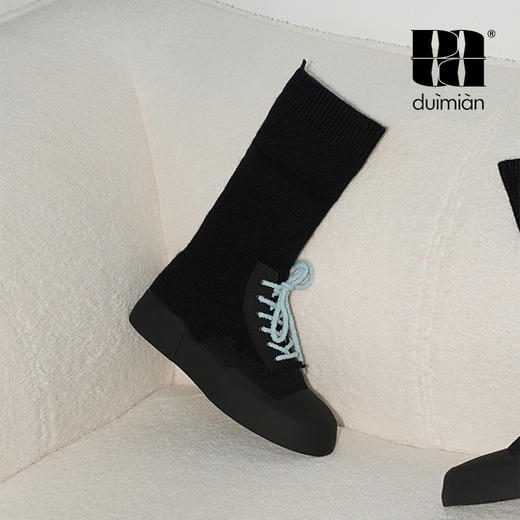 对面duimian-黑色拼接袜靴 商品图0
