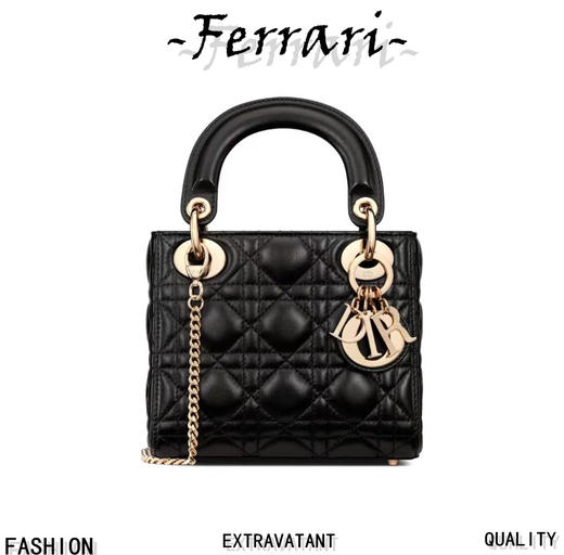 D家 Lady 黑色藤格纹漆GR原厂羊皮 mini 三格戴妃D家 商品图0