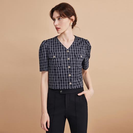 EITIE爱特爱夏季新款短袖修身上衣女小上衣7313011 商品图2