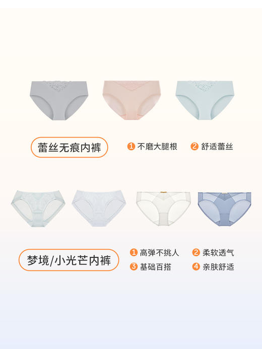 【舒适内裤 99元3件】奶糖派内裤舒适无痕轻薄蕾丝基础三角裤女 商品图3