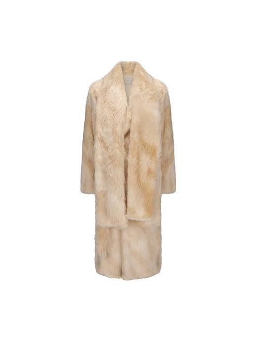 【暖冬黄昏】围巾大衣一体仿皮草长款冬日外套 商品图4