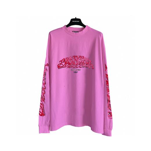 巴黎*家 Balenciag* 火焰涂鸦LOGO长T男女同款（Y*BG） 商品图0