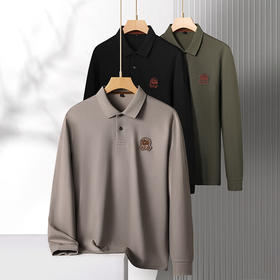 【莱赛尔】【100%棉】【新款DK】大依优型大码长袖Polo衫翻领纯棉男士加肥加大休闲大码男装宽松长袖体恤上衣