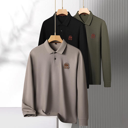 【莱赛尔】【100%棉】【新款DK】大依优型大码长袖Polo衫翻领纯棉男士加肥加大休闲大码男装宽松长袖体恤上衣 商品图0