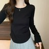 【王炸爆款】长袖款-韩系纯欲风弧形下摆设计感T恤上衣01602-喜出 商品缩略图5