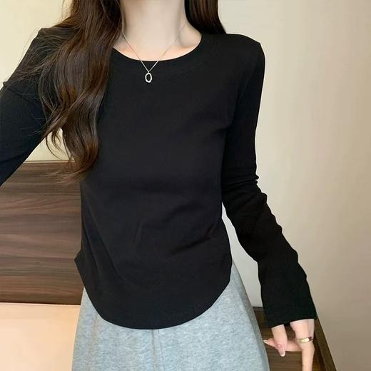【王炸爆款】长袖款-韩系纯欲风弧形下摆设计感T恤上衣01602-喜出 商品图5