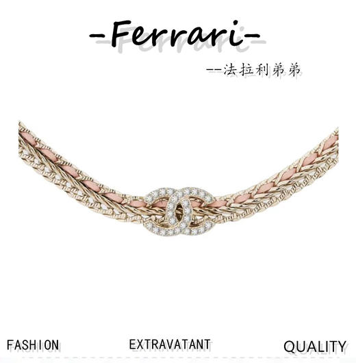 香奶奶  水钻C黑色穿皮链条项链 商品图0