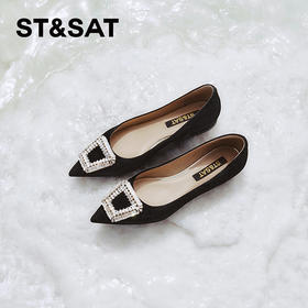 星期六气质通勤尖头方扣水钻单鞋SSC3111079
