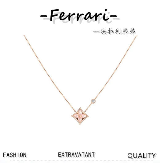 驴牌老花白贝项链，925银镀厚金搭配一颗八心八箭高碳钻！ 商品图0