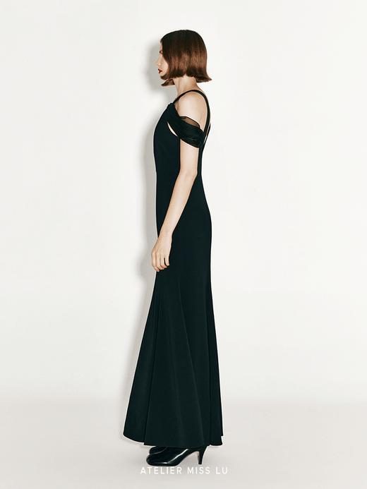 【克洛丽丝】透纱肩部拼接开衩鱼尾礼服长裙 商品图1