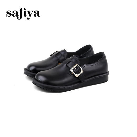 Safiya/索菲娅2024秋 英伦风真皮套脚百搭圆头休闲低跟平底小皮鞋 SF43112107 商品图3