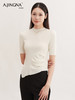 【温婉气质】阿菁娜绵羊毛气质褶皱设计修身短袖针织衫F29Q301005 商品缩略图4