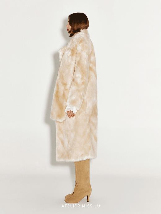 【暖冬黄昏】围巾大衣一体仿皮草长款冬日外套 商品图1